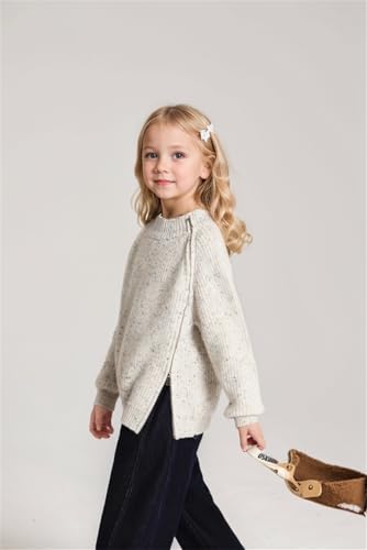 Girls Side Zipper Sweaters Crewneck Long Sleeve Pullover Casual Sweater Tops 2-14 Years4