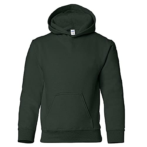 Image of GILDAN Heavy Blend Childrens Unisex Hooded Sweatshirt Top/Hoodie (L) (Forest Green)