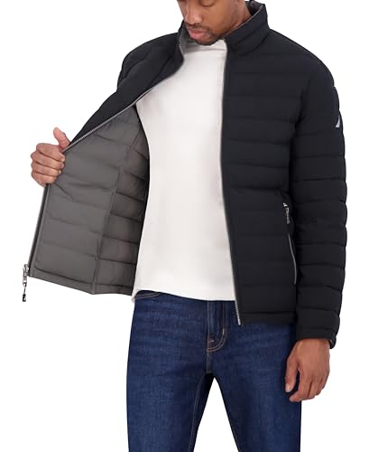 Nautica Men's Reversible Quilted Puffer Jacket –Midweight Mechanical Stretch Winter Coat2