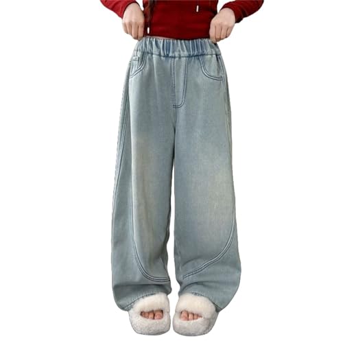 Bootcut Jeans for Girls Kids Straight Wide Leg Elastic High Waisted Pants with Pockets Baggy Loose Y2k