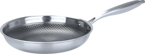 METRO Professional Sartén de Acero Inoxidable, Revestimiento Antiadherente Whitford Eterna, Ø 24 cm, Apta para Inducción y Horno