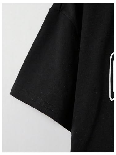 Floerns Girls 3 Pcs Short Sleeve Lettuce Trim Rib Knit Tee Shirt Crop Top Black Multi4