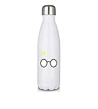 Premium White 17oz Double Walled Insulated Cola-Shaped Stainless Water Bottle/Glasses And Lightning Scar