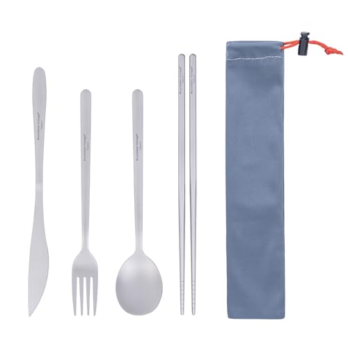 Boundless Voyage Titanium Cutlery Set Portable Camping Tableware Chopsticks Knife Fork Spoon Set for Home Travel (4 PCS SET)