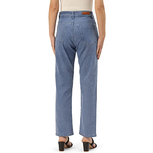 Image of PARIS HAMILTON Womens /Girls High Waist Straight fit Stretchable Denim Jeans Relaxed Fit