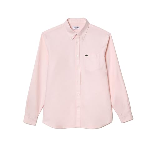 Lacoste Men's Regular Fit Oxford Shirt, White/Nidus, X-Large