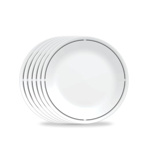Corelle 6-Piece 8.5 Lunch Round Plates Vitrelle Triple Layer Glass Lightweight Round Plates Salad Plates Chip and Scratch Resistant Microwave and Dishwasher Safe Brasserie Medium