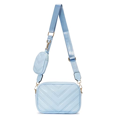 Image of Herald Quilted Small Crossbody Bag with Coin Pouch for Women | Lightweight, Vegan Leather, Trendy Style, Detachable Mini Pouch, 2 Size Cross Body Handbags with Wide Strap for Daily Travel