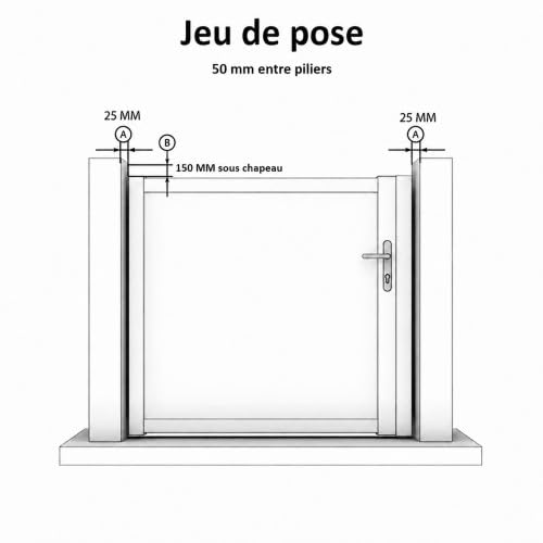 Portillon PVC Blanc Largeur 100 cm x Hauteur 115 cm ajouré SOULAC Chapeau de Gendarme - poignée à Gauche Fabrication française