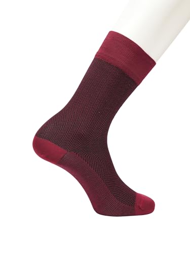 Image of Theater Maroon & Black Men's Socks | Mercerised Cotton | Mid Calf Length | Anti-Bacterial | Luxury Business Look | Elegant & Comfortable