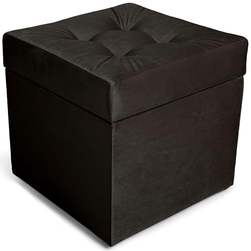MG Design Polsterhocker, 45x45 cm, Farbe Dunkelbraun– weicher Sitz, aufklappbar mit Stauraum (50l) hält Einer Belastung von bis zu 100 kg Stand, Velours – Hocker für Wohnzimmer, Schlafzimmer, Diele MG Design Polsterhocker, 45x45 cm, Farbe Dunkelbraun– weicher Sitz, aufklappbar mit Stauraum (50l) hält Einer Belastung von bis zu 100 kg Stand, Velours – Hocker für Wohnzimmer, Schlafzimmer, Diele