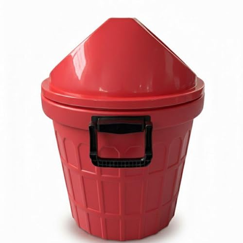 Image of HiBi 50 Litre Swing Lid Dustbin | Heavy Duty Plastic Waste Bin with Lid | Garbage Bin for Home, Office, Hospital, School & Commercial Use | Red
