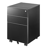 サンワダイレクト デスクワゴン スチール 幅39×奥行45×高さ60cm 完成品 3段 鍵付き 一括ロック キャスター付き キャビネット サイドワゴン ブラック 100-SNW028BK