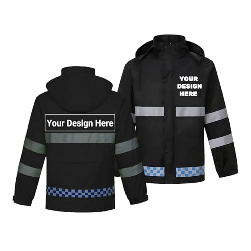 BIJUNDENG Custom Hi Vis Raincoat Reflective Safety Rain Jacket Waterproof Lightweight Rain Coat with Hood
