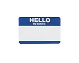 Saurus Hello My Name Is Stickers, 200 Per Pack, 100 Sheets, Blue, 2 Labels Per Sheet