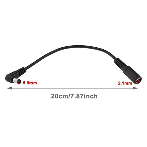 image for ECSiNG 2PCS DC Power Extension Cable 90 Degree 5.5mmx2.1mm Right Angle