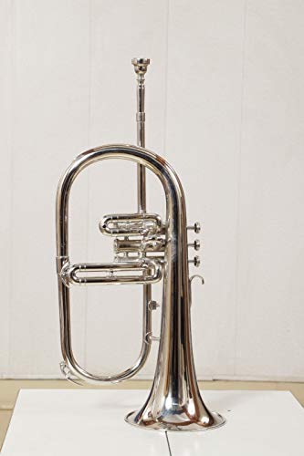 NEW Bb Flat Silver Nickel Flugel Horn With Free Hard Case+Mouthpiece. MRS,2.8