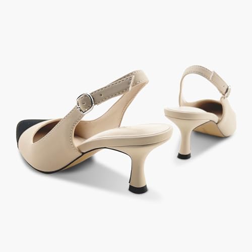 Women's Pointed Toe Heel Shoes,Slingback Heels with Adjustable Buckle,2.7IN Kitten Heels for Women,Ladies Dress Shoes for Wedding,Party3