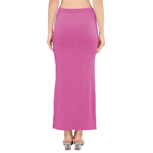 Image of DESI GIRL Satin Shimmer Stretchable Saree Shapewear Petticoat with Drawstring for Women | Mermaid fit Saree Petticoat with Side Slit for Easy Movement | Saree Shaper | Long inskirt