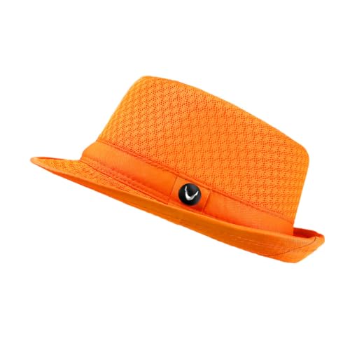 The Hat Depot Light Weight Classic Soft Cool Mesh Crushable Fedora hat (L/XL, Orange)