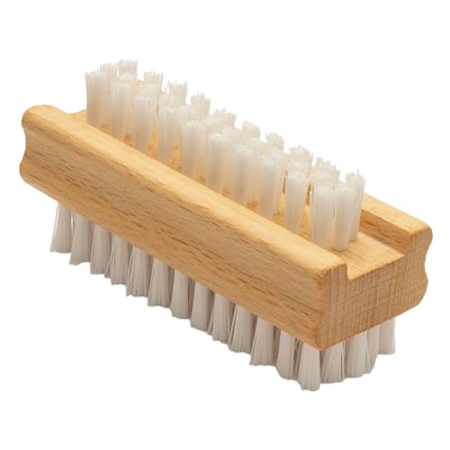 Cepillo de uñas para limpieza, 3,74 pulgadas de madera con cerdas naturales y mango antideslizante, cepillo de manicura para mujeres, hombres y niños, ideal para casa y de viaje