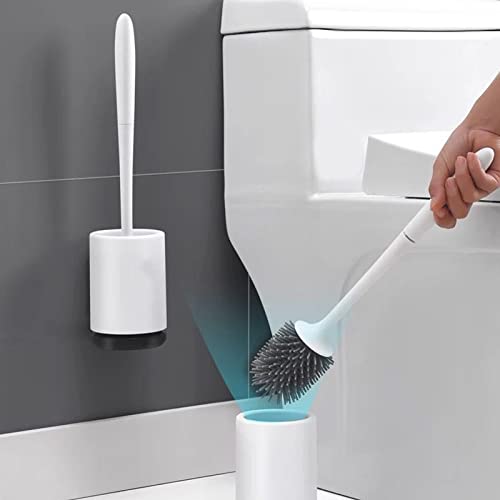 Image of Soft and Sturdy Toilet Bowl Brush and Holder Set TPR Bristles with Detachable Base for Deep Cleaning in The Bathroom