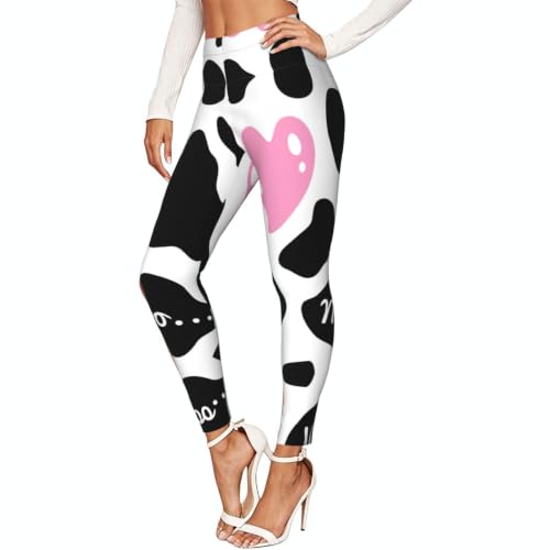 Leggings de compresión con estampado de vaca para yoga y entrenamiento diario