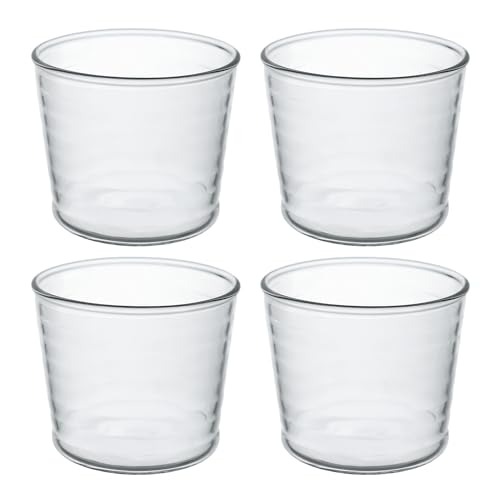 Sizikato 4pcs Clear Striped Glass Dessert Cup, 6 Oz Custard Cup, Pudding Cup, Oven Safe