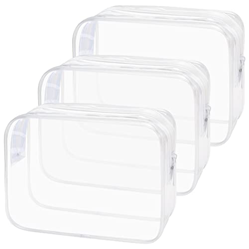 ANRUI 3 Piezas Neceser Transparente Viaje Avion, Bolsa de Cosméticos PVC Impermeable Neceser de Aseo para Hombre y Mujer, TSA Bolsa Transparente Avion para Transportar Líquidos, Clear