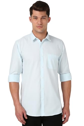 Image of Peter England Men Cotton Slim Fit Stripe Shirt