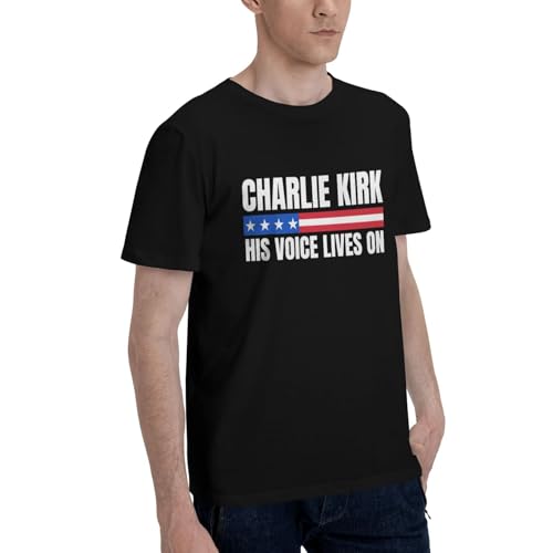 His Voice Lives On Charlie Kirk Short Sleeve T-Shirt Justice for Charlie Kirk Classic Fit Crew Neck3