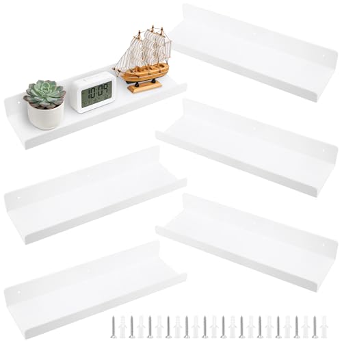 Étagères flottantes murales en plastique : lot de 6 modules blancs - 2