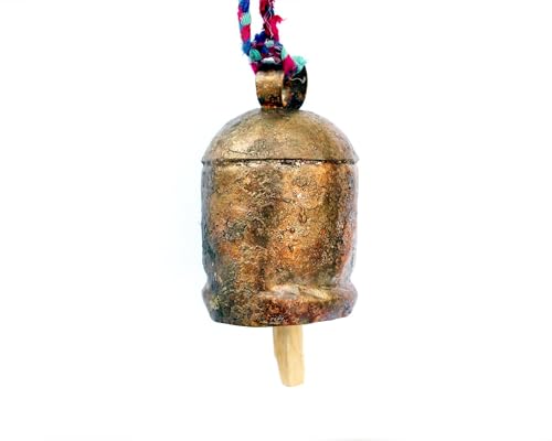 De Kulture Bell Metal Cow Bell Hanging Wind Chime for Home Garden Balcony Décor Ideal for New Year Anniversary Birthday Party Decoration (Brown) (3.5x7.9 (DH) Inches)