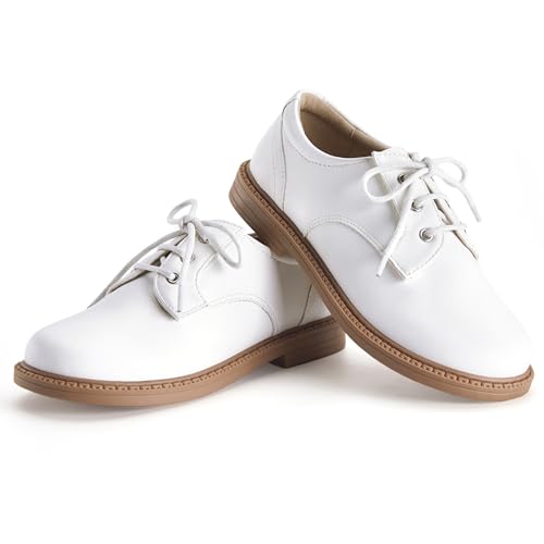 PATPAT White Dress Shoes Size 13,Boys Girls Oxford Loafers Formal School Uniform Church Shoes for Little Kids