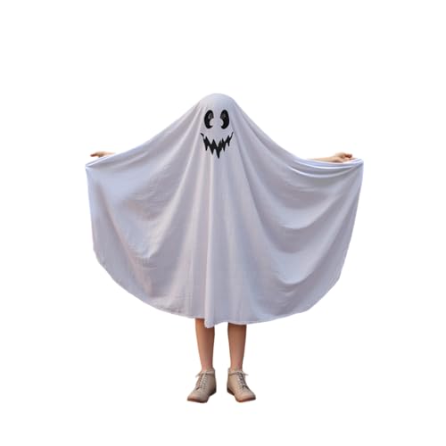 Disfraz infantil de fantasma poncho blanco para Halloween miniatura 1