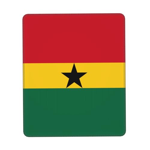 Tapis de souris imprimé drapeau du Ghana confortable - Base antidérapante en cuir PU, design lisse et moderne pour bureau, maison, 10 x 30,5 cm