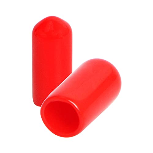 Image of 50PCS ID6mm(1 /4 inch) red PVC Rubber end caps, Vinyl Flexible end caps, Round Pipe end caps, Bolt Thread Protector Safety caps