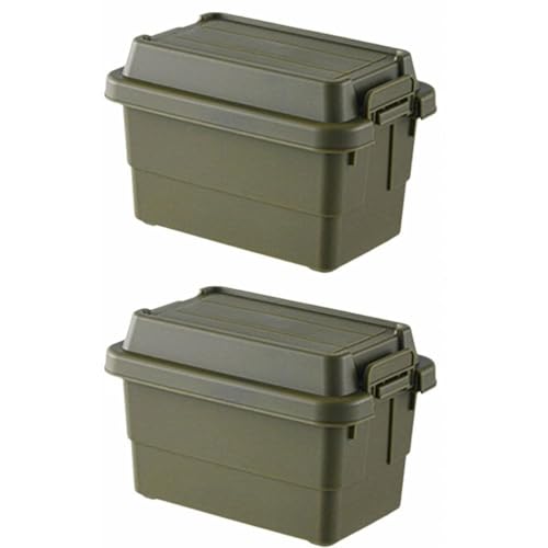 MOPFOL 2 Pcs 1.1L Water proof Storage Boxes – Stackable Outdoor Organizer for Camping BBQ Picnic, Portable Spice Container with Locking Lid(Green)