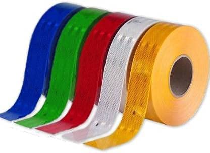 SHASALES Reflective Radium Warning Water Proof Tape (Red, Yellow, White blue, Green) 2 Inch x 50 Meter (Pack of 5)