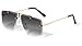Kansas Square Rimless Diamond Edge Cut Lens Aviator (Smoke Gold)