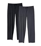 DAVID ARCHY Mens Pajama Pants Rayon Made from Bamboo, Comfy Lounge Pants with Pockets Sleepwear for Men, 2 Pack (L, Black/Dark Gray)