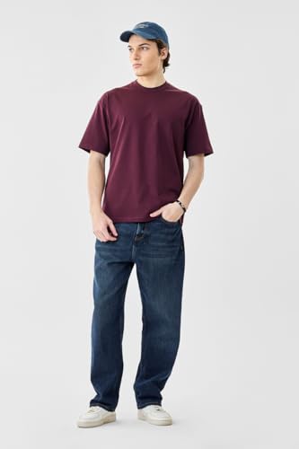 Image of SNITCH Men Oversized Fit T-Shirt | Premium 100% Cotton Breathable Fabric & Smooth Texture | Minimalist Casual Wear T-Shirt with Drop Shoulder & Half Sleeves for Daily Use