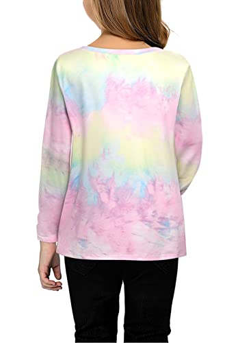 Image of Ecokauer Girls Casual Tunic Tops Knot Front Long Sleeve Loose Soft Blouse T-Shirt Size 4-13