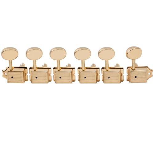 Image of Musiclily Pro Vintage Guitar Tuners Split Shaft 6 in Line Machine Heads Tuning Pegs Keys Set for Squier Classic Vibe Fender Strat /Tele Style, Gold
