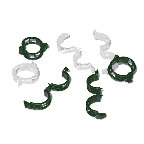 Plant Support Clips, 70mm PP Vine Clips for Garden Plants, Clear/Black/Green, Pack of Durable Folding Ties (Green, 50pcs)