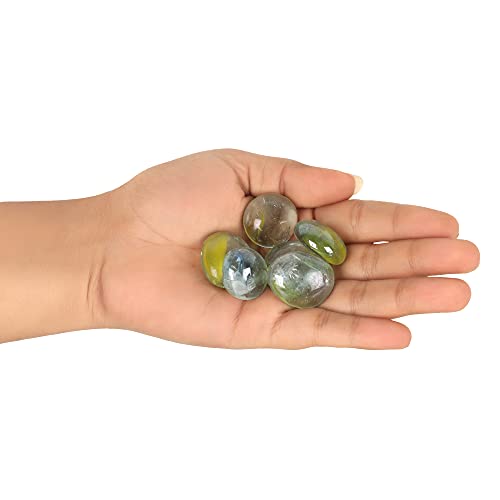 Image of Color Stone Decorative Shiny Glossy Flower Glass Pebbles for Vase Fillers Plant Pots Home Table Garden & Outdoor Decoration (Glassy Yellow)