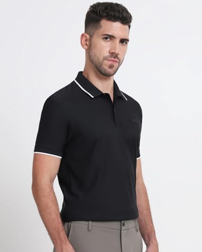 Image of MUFTI Black Solid Polo T Shirt