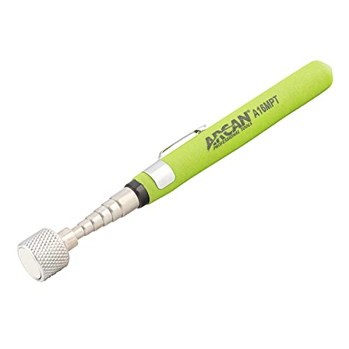 ARCAN 16lb Telescoping Magnetic Pickup Tool, Extends 7-3/8" to 30", Comfort Grip, Built-in Pocket Clip, Stainless Steel (A16MPT)