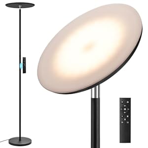 LED Floor Lamp with Remote, Touch Control, Fully Dimmable, Adjustable Brightness, 69 in, Black