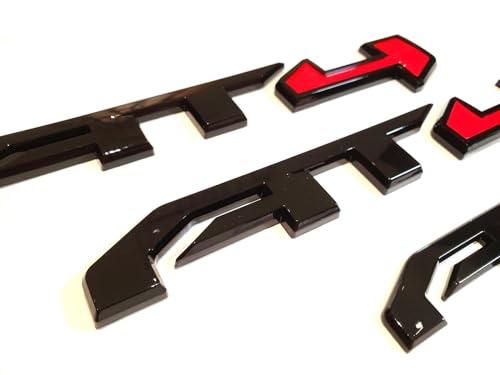 Image of 6Pcs Kits AT4 HD Emblem Sierra Door Rear Badge Replacement for 2019-2022 Sierra 1500 2500HD 3500HD (Glossy Black Red)
